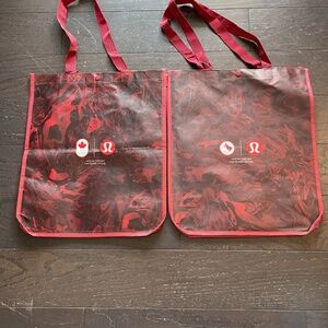 lululemon large reusable collectible tote shopping bags gift tote set of 2